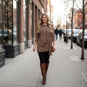 CHAUS New York cheetah print top Size- L